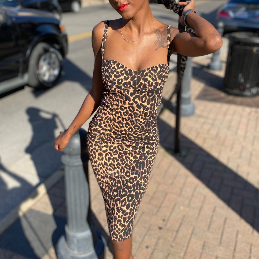 Animal Print Midi Dress US 4
